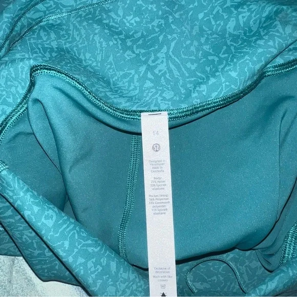 Lululemon Wunder Train high rise crop 23” Crunch Teal Lagoon size 14 - Picture 5 of 7